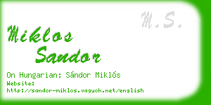 miklos sandor business card
